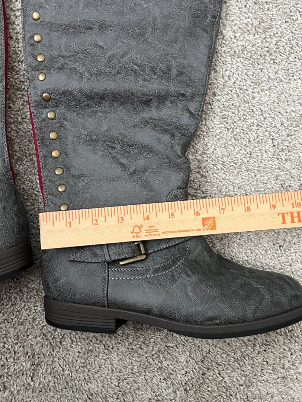 Journee Collection Womens 10 Gray Knee High Riding Boots Studded Moto Wide Calf - Picture 8 of 13